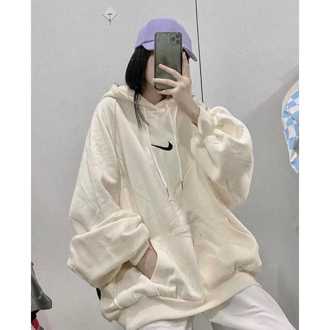 Áo nỉ hoodies có mũ thêu hình Nk bo viền hàng Quảng Châu Lyn Closet A1901L