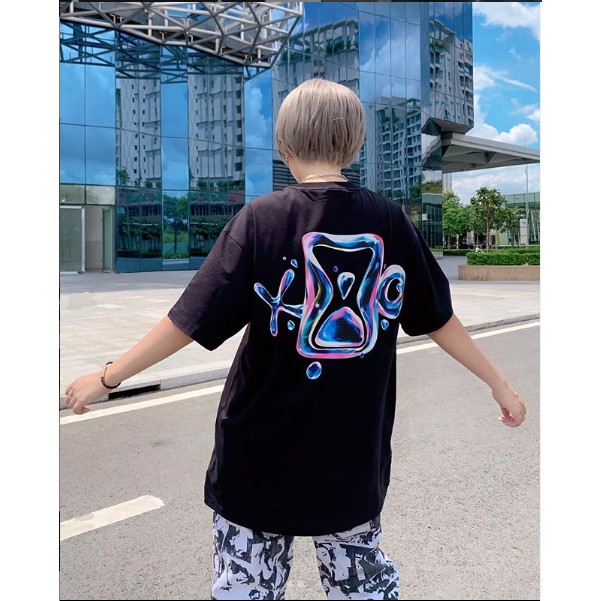 Áo thun unisex tay lỡ now saigon form rộng nam nữ oversize.