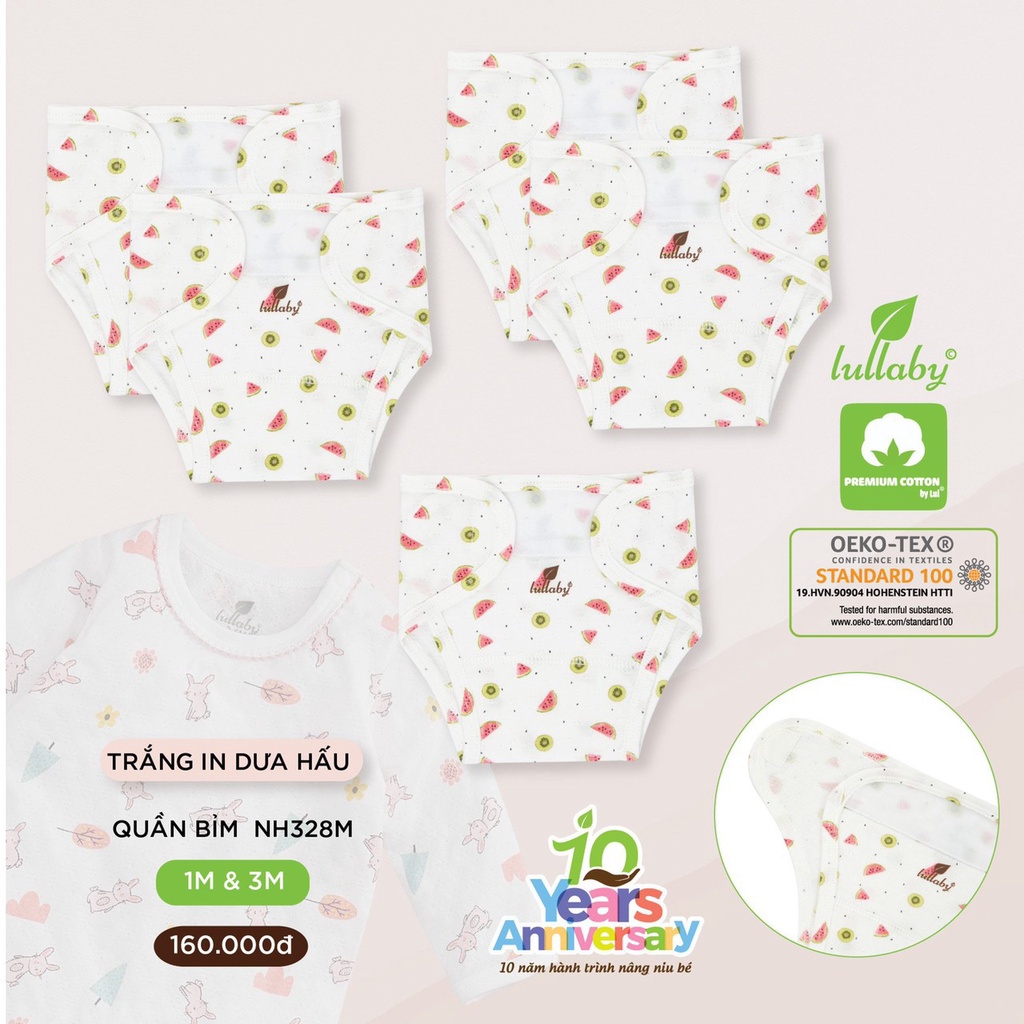 Set 4 Quần tả đóng bỉm Lullaby vải thở  thoáng mát thấm hút tốt an toàn cho da trẻ em bé trai bé gái NH79B Nh328M