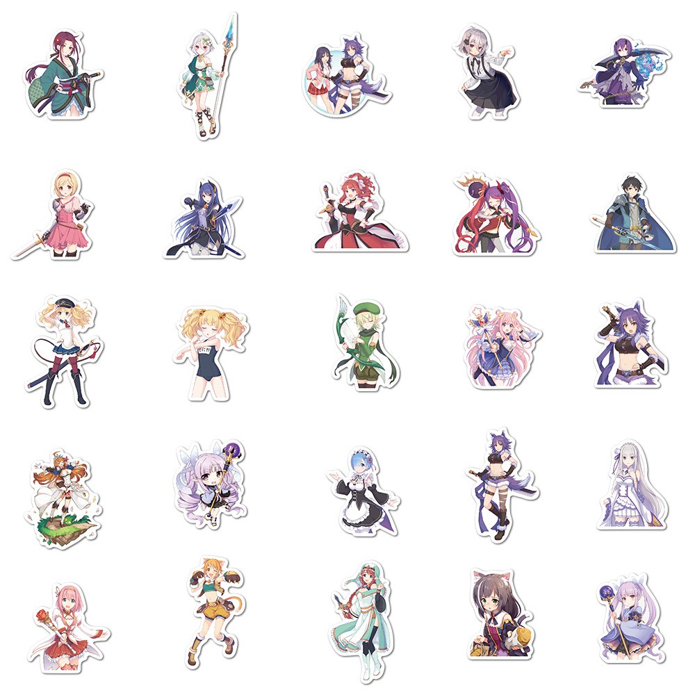 Set 50 miếng sticker dán trang trí chống thấm hình game Princess Connect! Re:Dive