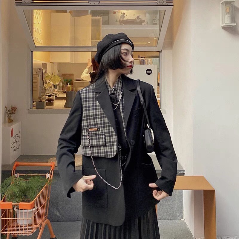 ÁO BLAZER PHỐI XÍCH PHÁ CÁCH PEACEBIRD CỰC CHẤT