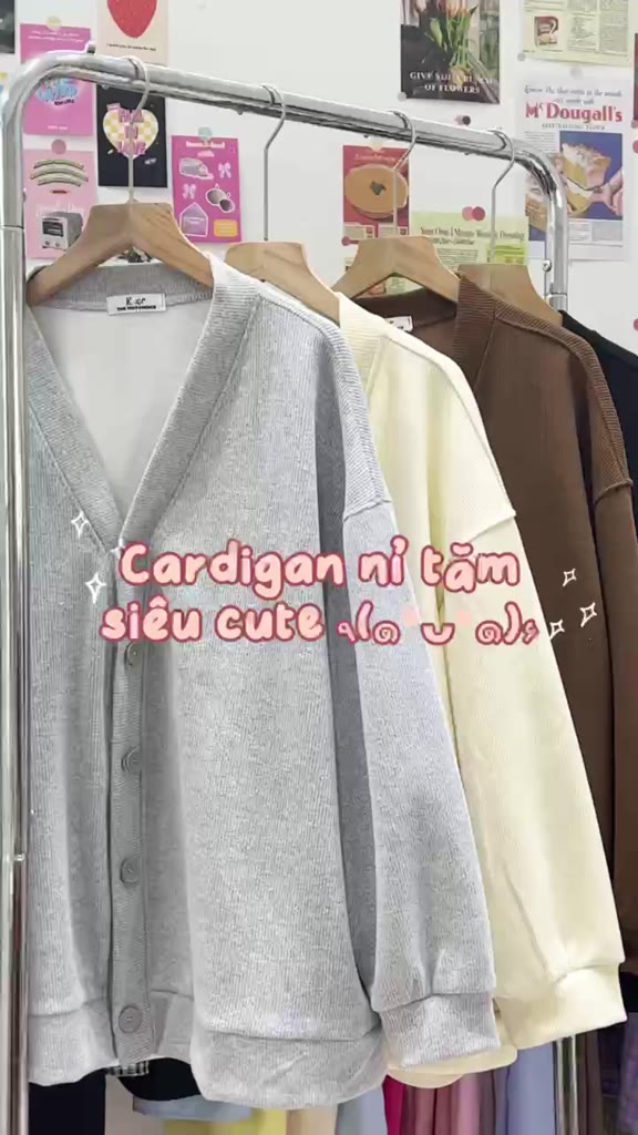 Áo Cardigan nỉ tăm cổ V (ảnh thật) | BigBuy360 - bigbuy360.vn