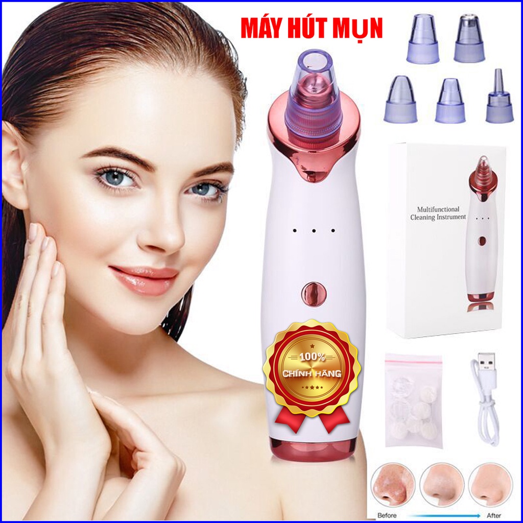 Máy Hút mụn Đầu Đen Đa Năng Cao Cấp HY3, Kèm 5 Đầu Hút Siêu Mạnh - Hàng Nhập