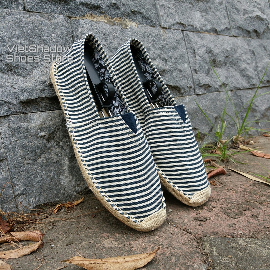 Slip on nam - Giày lười vải nam đế cói - Vải bố sọc trắng/xanh navy - Mã SP 8003-sọc.xanh | BigBuy360 - bigbuy360.vn
