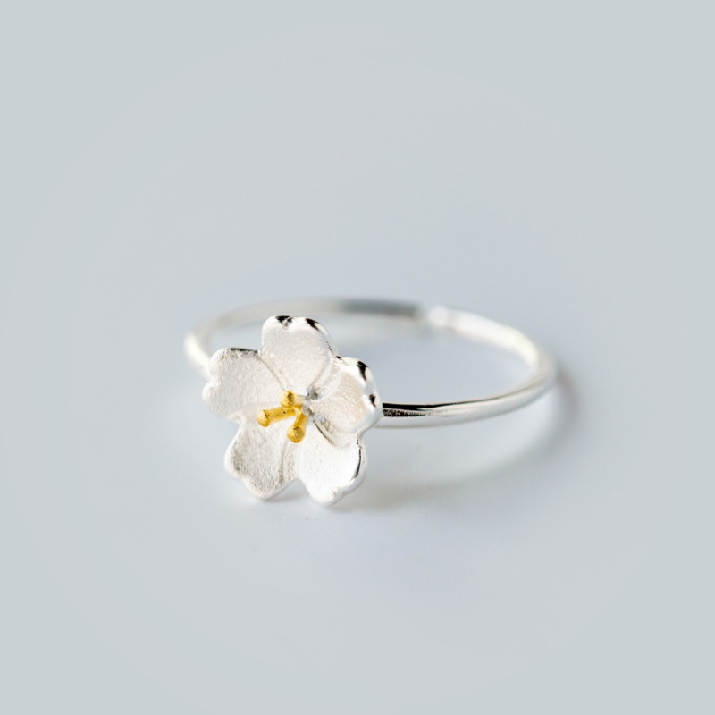 Bạc Nữ Hoa Anh Đào Nhẫn Có Thể Điều Chỉnh Trang Sức Đơn Giản