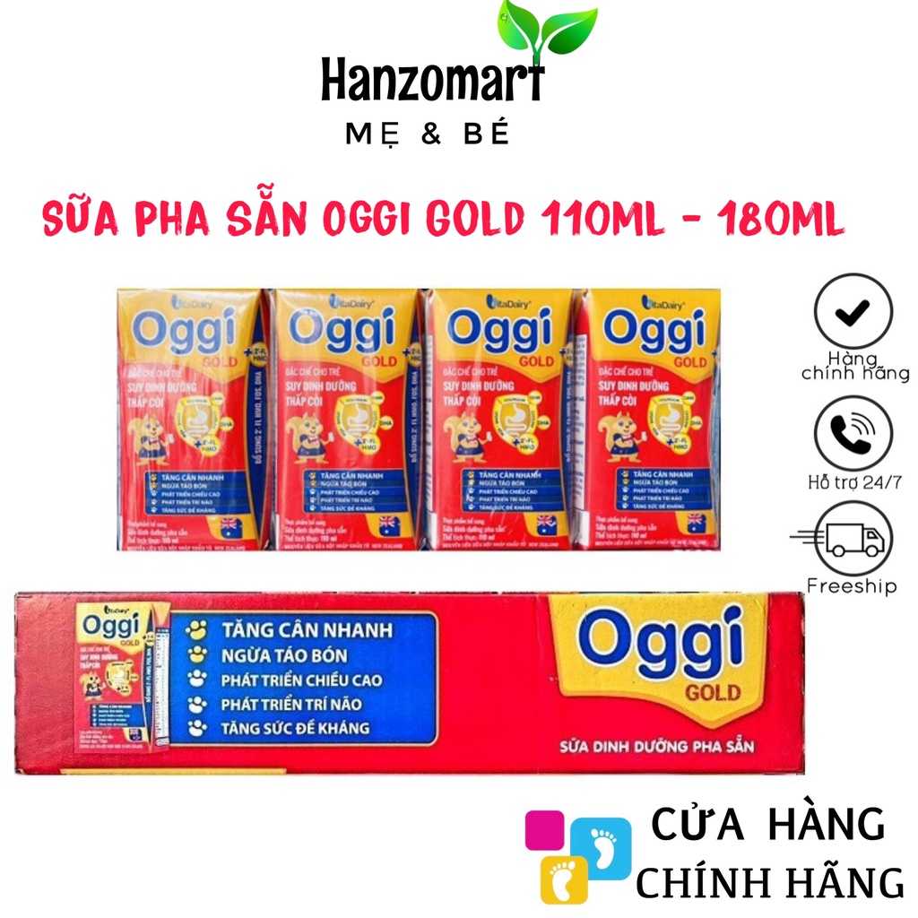 [Mẫu mới] Sữa Oggi Gold Pha Sẵn Thùng 48 Hộp x 110 ml 48 Hộp x 180 ml [Date 2022]