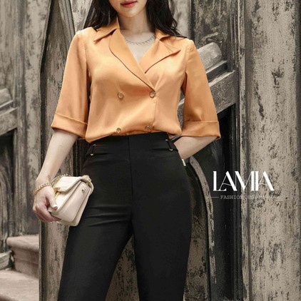 LaMia Design sơ mi nữ vàng LA059