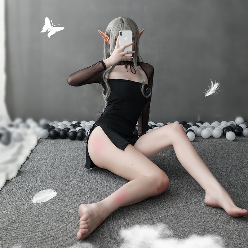 Mẫu HOT Đồ Ngủ Sexy Khoét Ngực Cosplay Sườn Xám Cách Tân Xuyên Thấu Xẻ Tà Quyến Rũ Cho Nữ