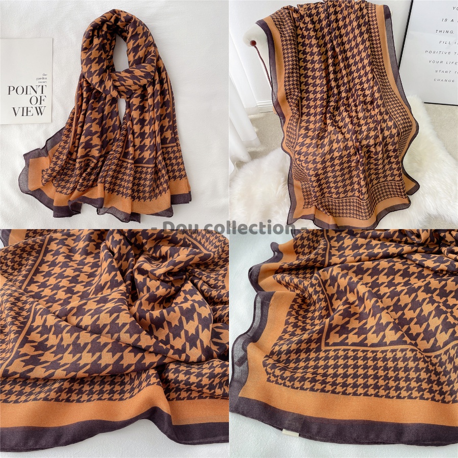 Khăn Choàng Quàng Cổ Lanh Cao Cấp Họa Tiết Kẻ Caro Sang Trọng - Chất Liệu Lanh - Size:90x180cm - Mã KS017