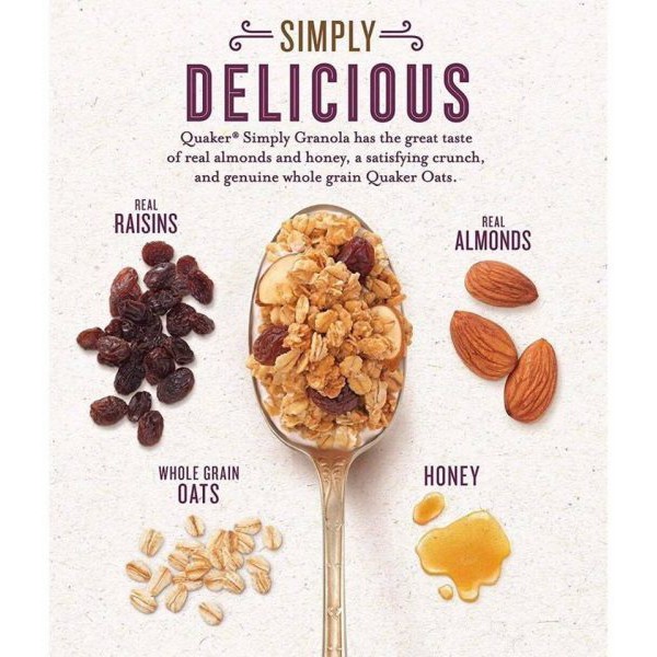 [FLASH SALE] Ngũ cốc giảm cân dinh dưỡng trái cây Quaker Simply Granola CHÍNH HÃNG siêu ngon không đường 454g