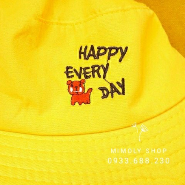 Nón Bucket 1 Mặt Thêu Chữ Happy