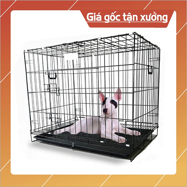 Chuồng Sắt Lồng Sắt Sơn Tĩnh Điện Đen Vân Đá Size S Gấp Gọn Cho Chó Mèo Nhỏ  Dưới 5Kg  - Bobo Pet Shop Hà Nội