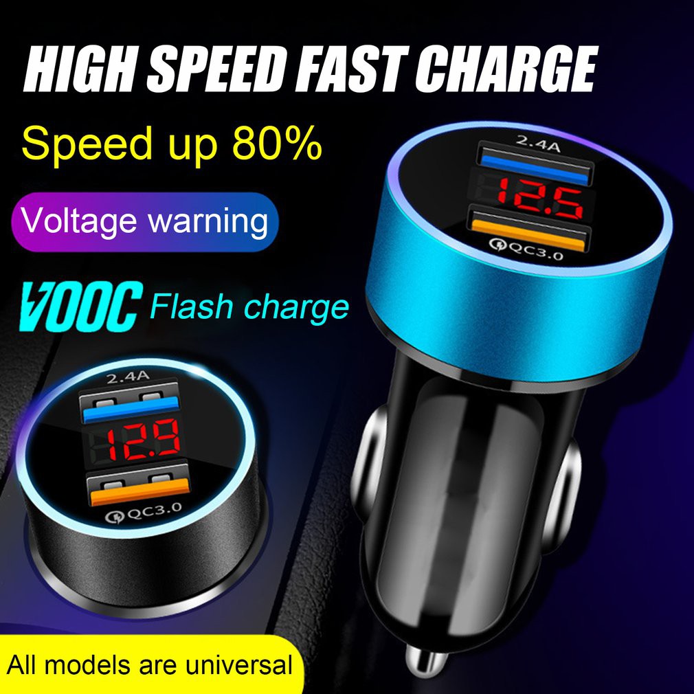 Củ sạc đánh lửa cho xe hơi 2 cổng USB có màn hình LED