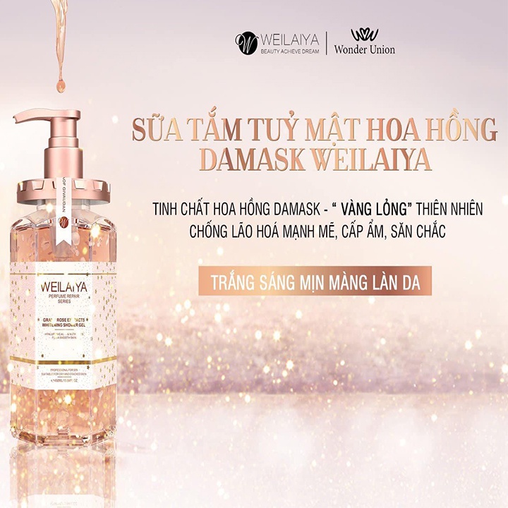 Sữa Tắm Weilaiya Chính Hãng Tuỷ Mật Hoa Hồng Damask Hương Nước Hoa Thơm Lâu DưỡngTrắng Da 450ml