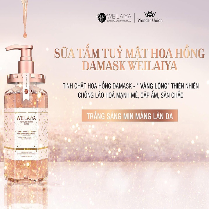 Sữa Tắm Weilaiya Chính Hãng Tuỷ Mật Hoa Hồng Damask Wailaiya Hương Nước Hoa Thơm Lâu Trắng Da 450ml