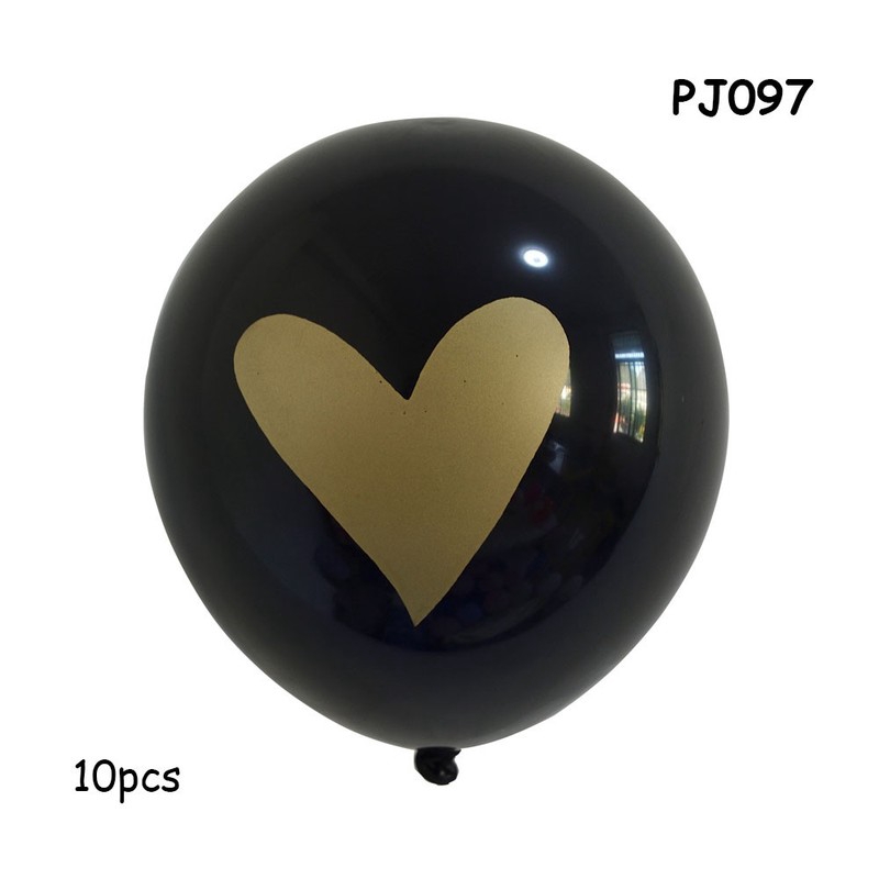 Bong bóng cao su màu đen 18 inch hình trái tim