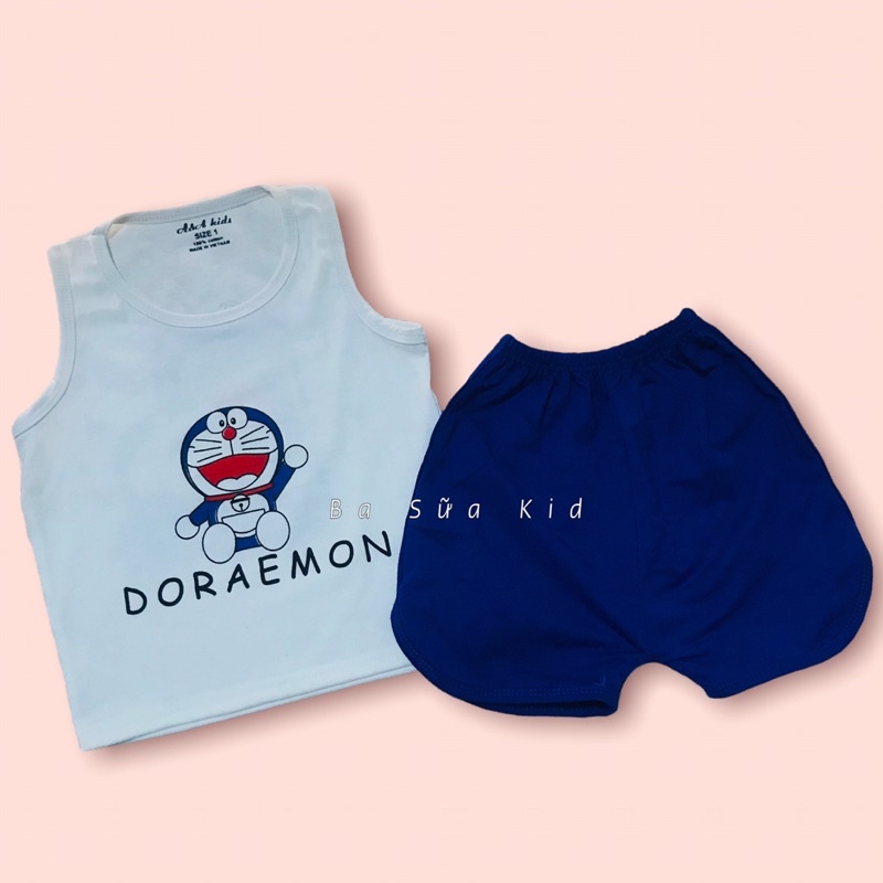 (S153) Bộ Ba Lô In Hình Doremon Hai Mặt Chất Cotton Mềm Mát Phong Cách Hàn Quốc Siêu Dễ Thương Cho Bé 10kg - 22KG