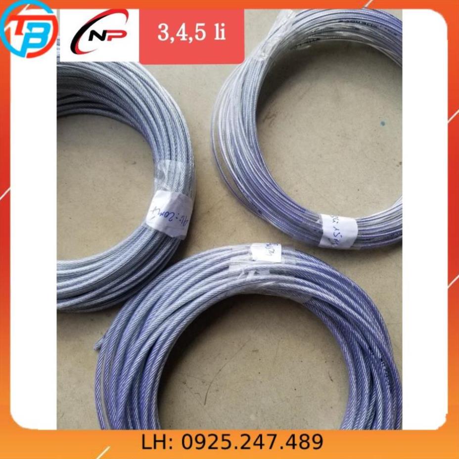 (HCM)Combo dây phơi quần áo mạ kẽm bọc nhựa chống rỉ sét(dây phi 4 phi 5 phi 6+2 taker sắt có móc 1 tăng đơ 2 khóa cáp).