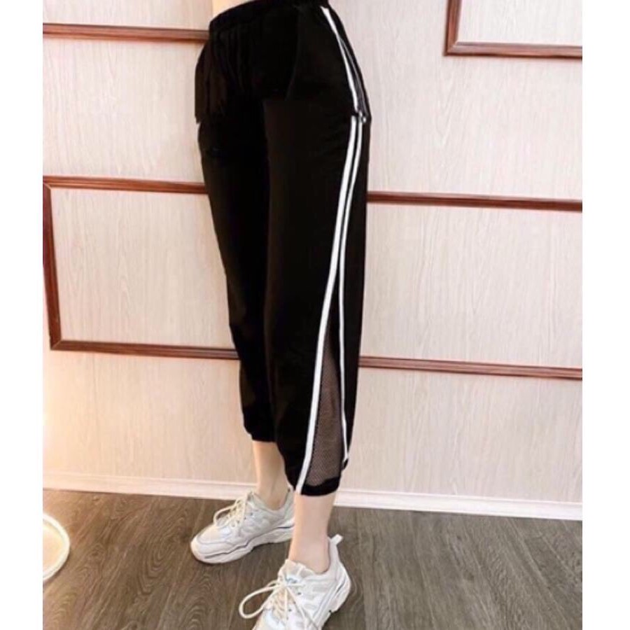 quần jogger nữ phối lưới năng động cá tính 0075