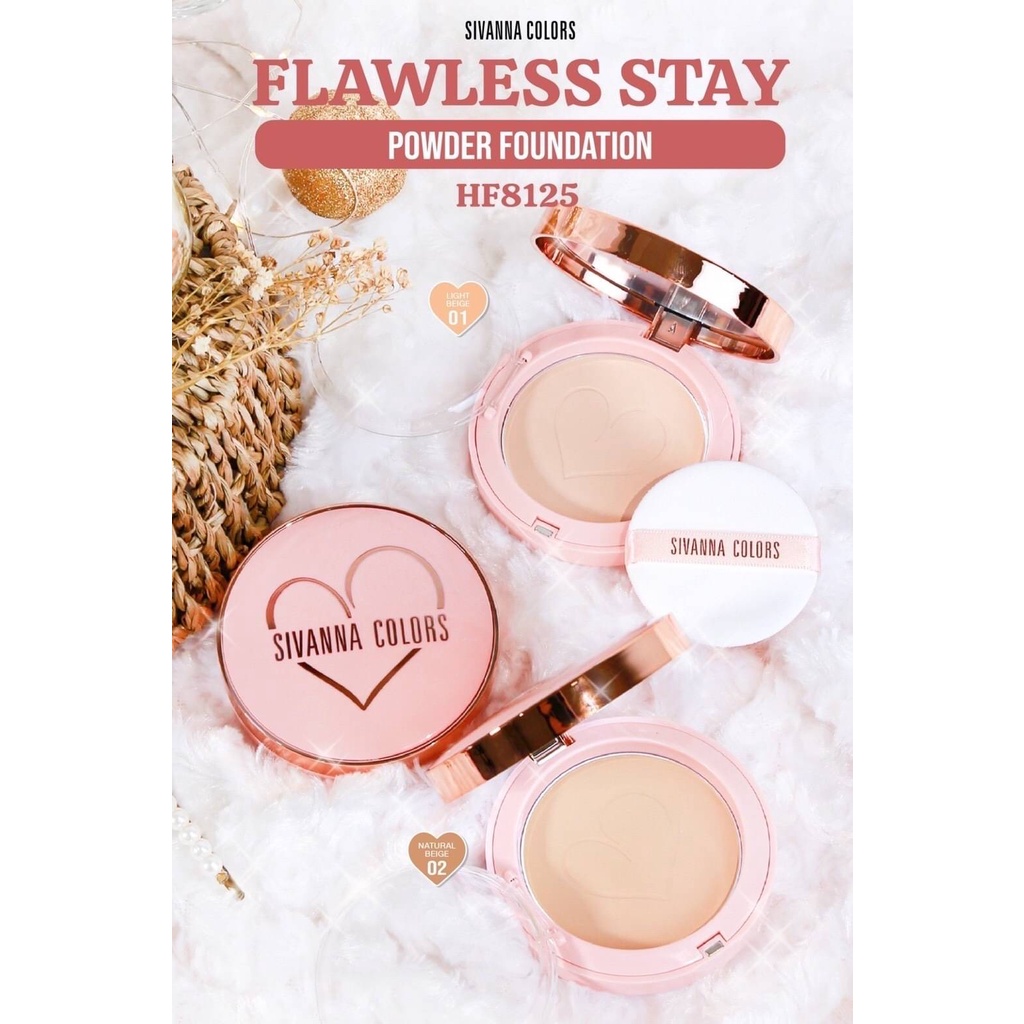 Phấn phủ mịn kết hợp phân nền Sivanna Flawless Stay Powder Foundation siêu che phủ mịn hoàn hảo HF8125