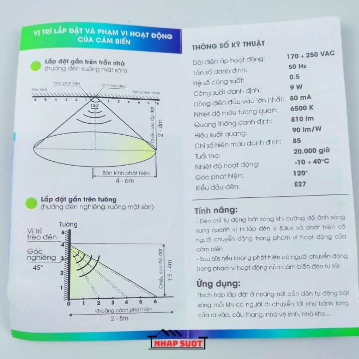 Bóng đèn cảm biến 9W Rạng Đông ánh sáng trắng, sử dụng cảm biến chuyển động RADAR (Model: A60.RAD/9w)