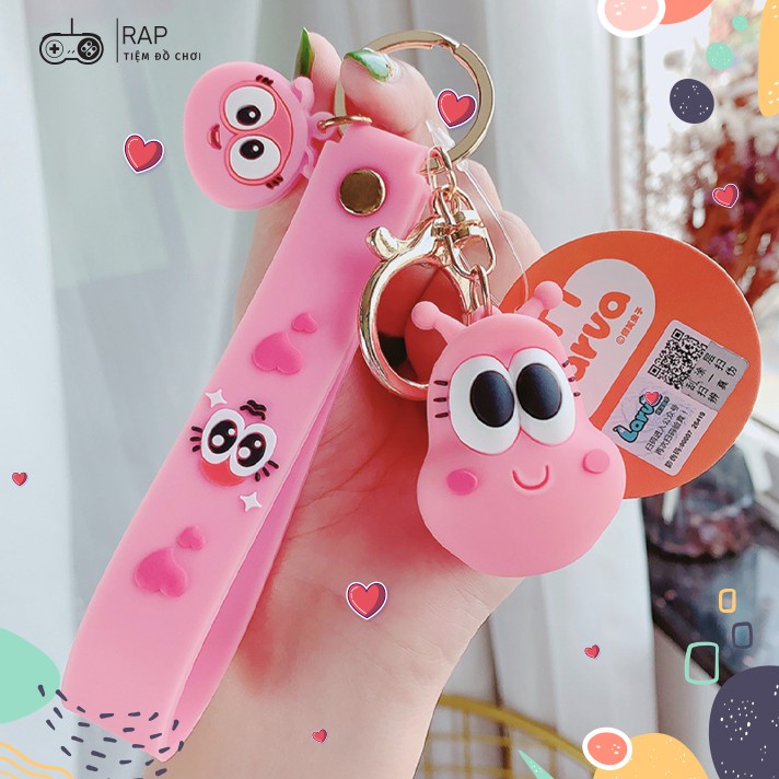 Móc khóa hoạt hình sâu LARVA dễ thương biểu cảm cute dùng làm quà tặng, dây treo balo, túi xách, ví cầm tay - Rap