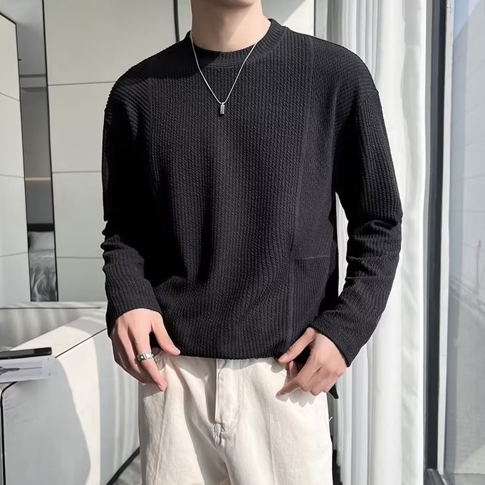 Áo Sơ Mi Tay Dài Cổ Tròn Dáng Rộng Màu Trơn Đơn Giản Thời Trang Hàn Quốc Cho Nam Hàn Quốc áo nam đẹp from rộng simple áo sơ mi nam dài tay áo sơ mi trắng fashion