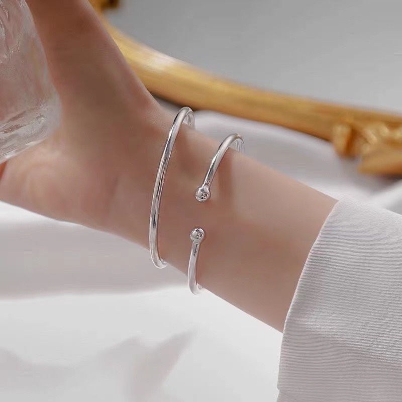 Vòng đeo tay MAYEBE LAVEND màu bạc thiết kế đơn giản phong cách hiphop Hàn Quốc dành cho cặp đôi