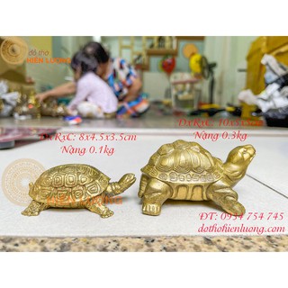 Tượng rùa bằng đồng phong thủy cỡ bé 2 cỡ