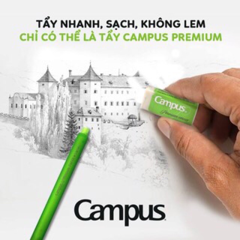 Tẩy Campus Premium Eraser vỏ xanh lá