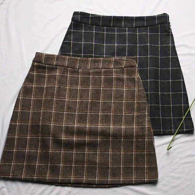 Chân váy dạ kẻ caro