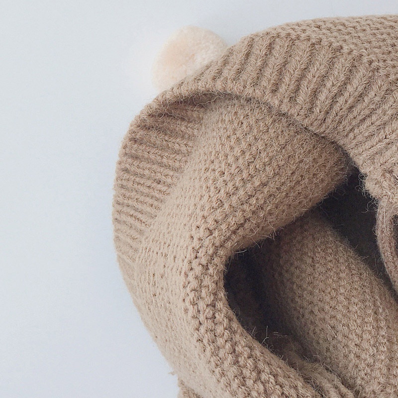 Mũ Beanie Đan Len Màu Trơn Dễ Thương Cho Bé