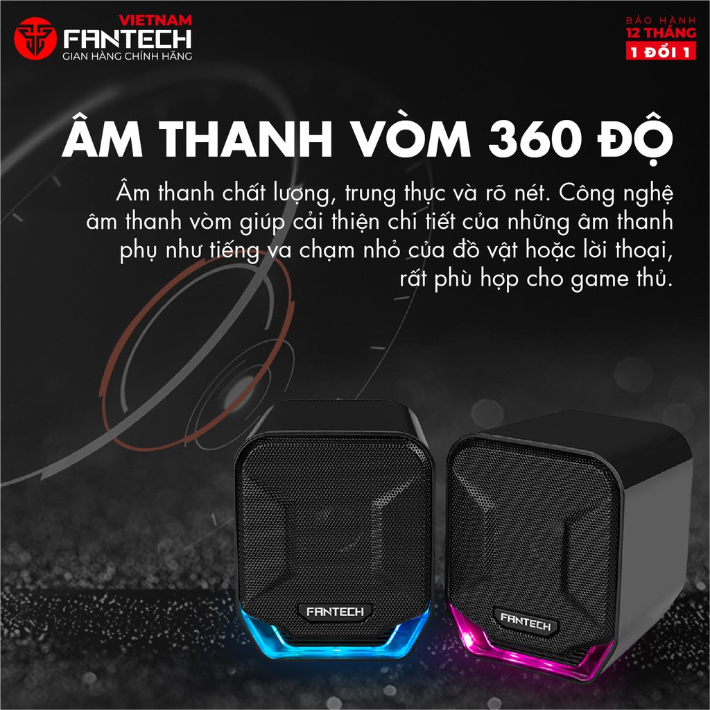 Loa Vi Tính Gaming Siêu Gọn Nhẹ Fantech GS202 SONAR LED RGB Đẹp Mắt Phân Phối Chính Hãng