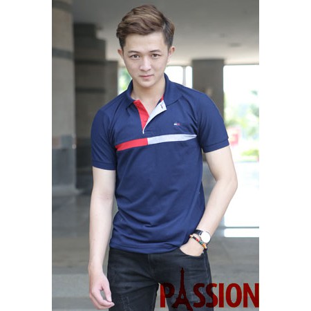 Áo thun cổ bẻ Tom Phối Sọc nam