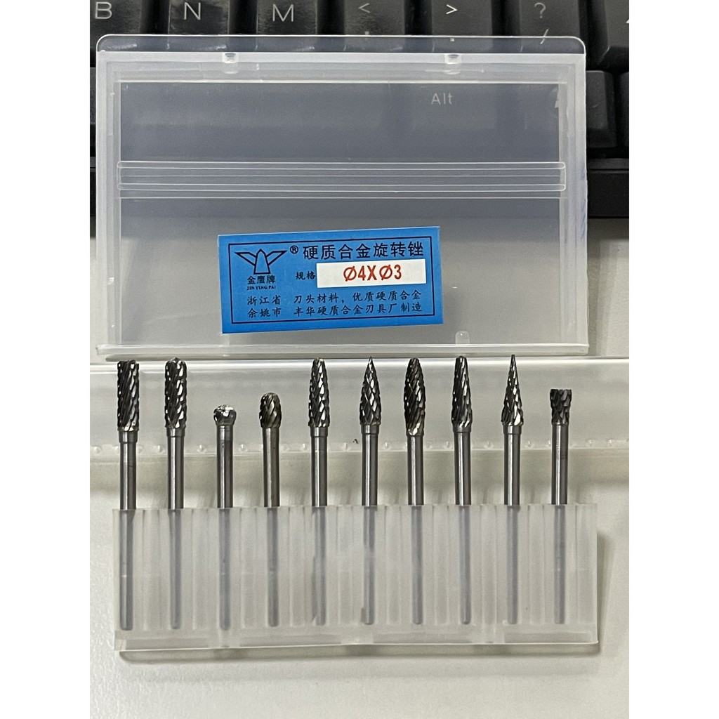 Bộ mũi mài phá tổng hợp 3x4 JINYINGPAI, Bộ mũi mài hợp kim tổng hợp 3x4 JINYINGPAI, mũi doa hợp tổng hợp cán 3mm đầu 4mm