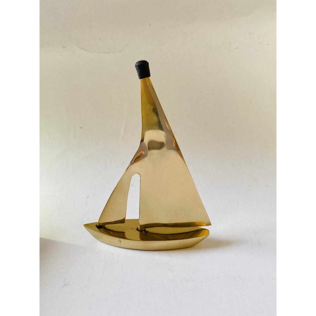 Chặn giấy thuyền buồm đua - loại lớn 12.5 cm - Solid Brass Sailboat AITG