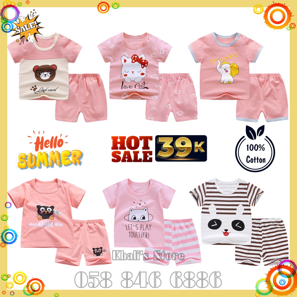 Đồ Bộ Bé Gái cộc tay LiLiKids vải cotton họa tiết động vật dễ thương cho bé từ 1-6 tuổi, đồ bộ mặc nhà cho bé