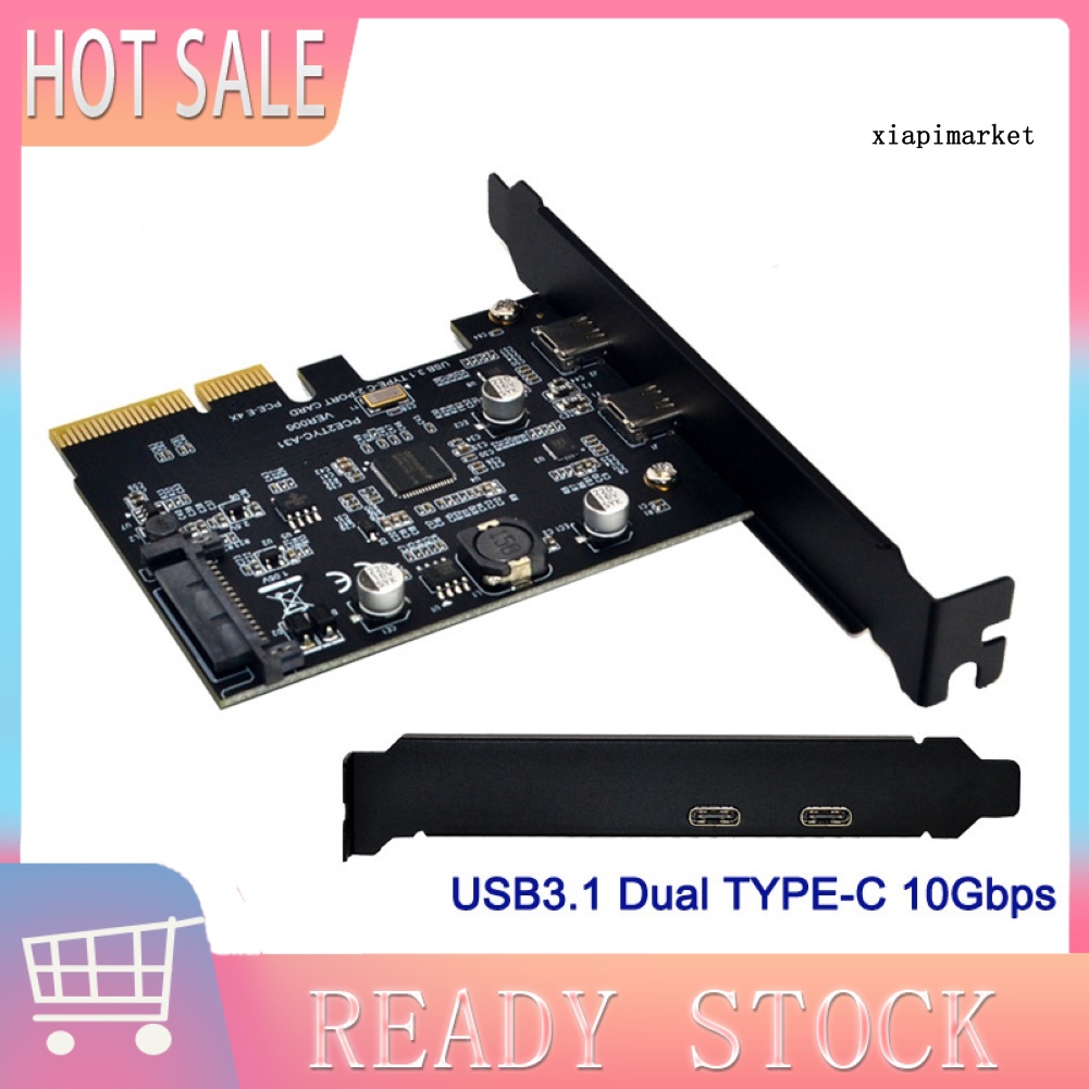 LOP_10Gbps PCI Express X4 X8 X16 PCI-E to Dual USB 3.1 Type-C Adapter Expansion Card