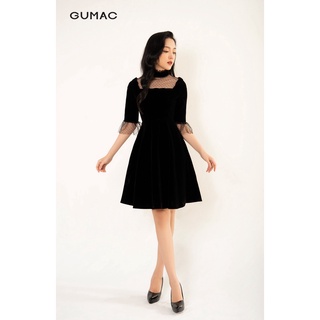 Đầm nhung dáng xòe GUMAC DB3224