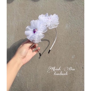 Cài tóc hoa trắng mẫu mới cho bé gái ( ảnh thật KH handmade )