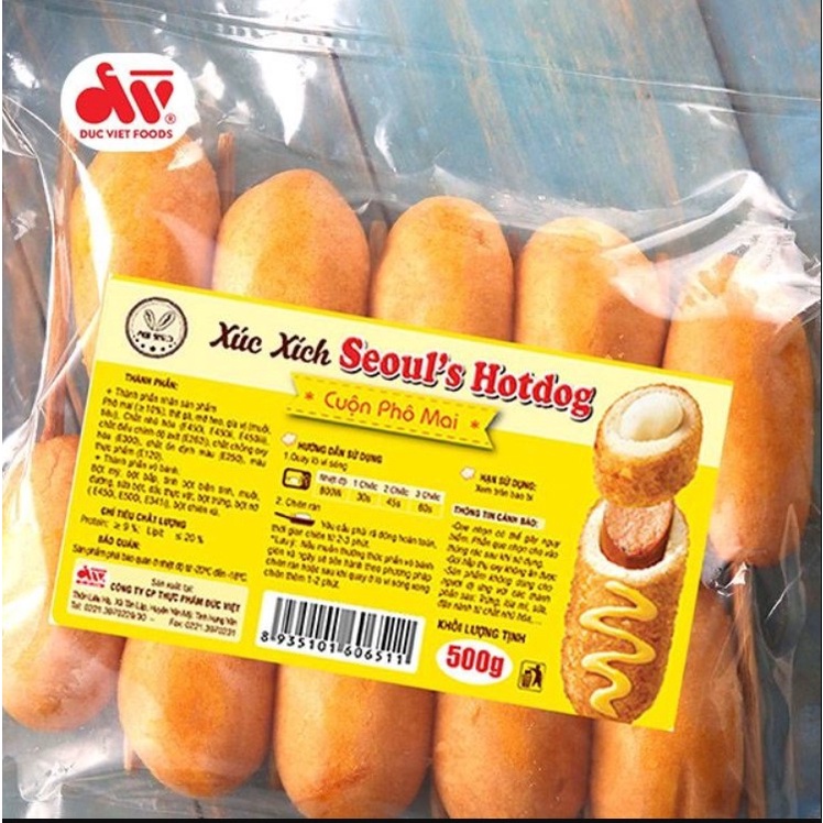 Gói 10 cây xúc xích Seoul's hotdog cuộn phô mai, Sản phẩm mới của Đức Việt. Date mới nhất