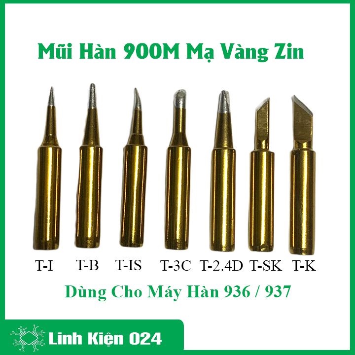 Mũi Hàn 900M Cho Máy Hàn 936/937 Loại Zin Mạ Vàng