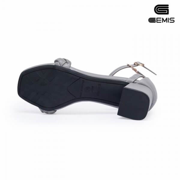 Giày sandal cao gót mũi vuông 5cm GEMIS – GM00263 Ghi/Đen