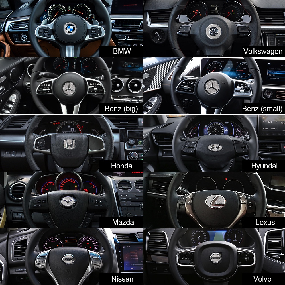 Logo dán vô lăng trang trí cho xe hơi BMW Benz Honda Volkswagen Lexus Mazda Nissan Volvo Hyundai
