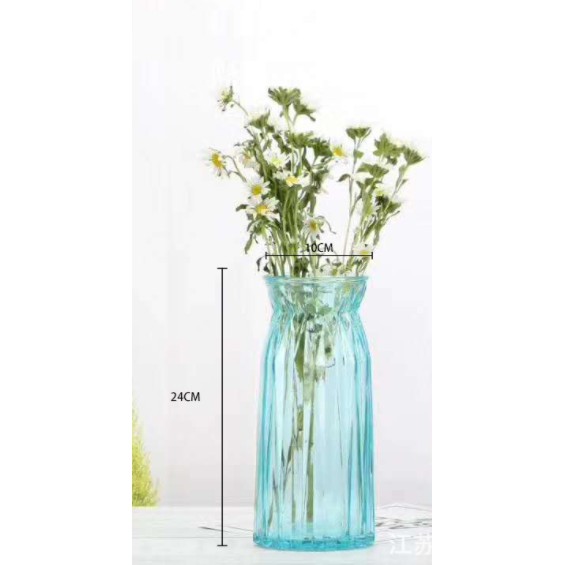 DECOR Lọ hoa thủy tinh tặng kèm nơ xinh xắn - RỘNG 10CM CAO 24CM - nhiều màu, HÀNG CÓ SẴN