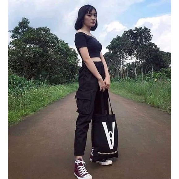 Quần baggy xắn gấu nam nữ ( size S - 3XL ) tương ứng 30kg -100kg