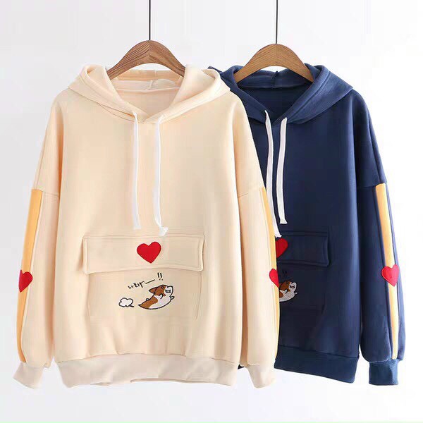 ÁO KHOÁC HOODIE NỮ CÓ NÓN THÊU HÌNH CUTE