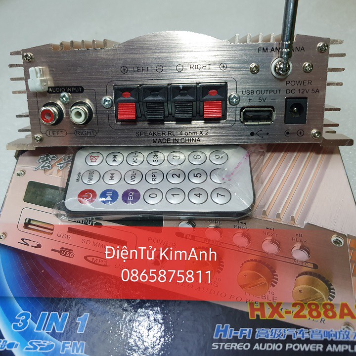 Bộ khuyêch đại âm thanh Ampli mini hifi 12V 600W HX-288AS