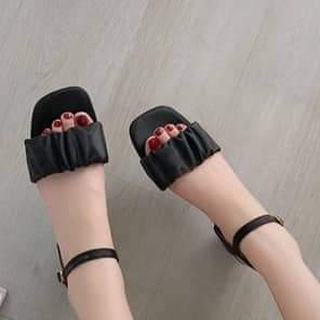 Giày sandal quai nhún 3p gót vuông thời trang