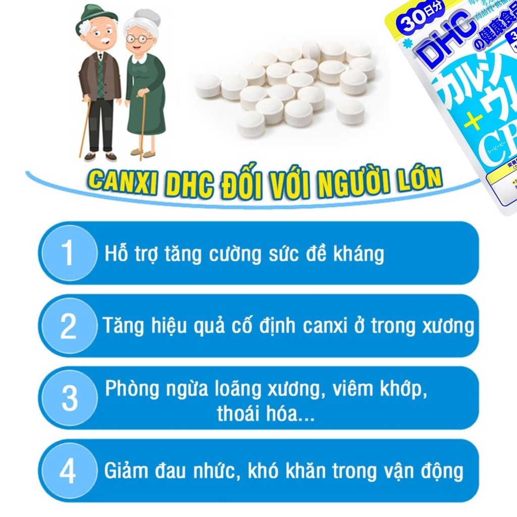 Viên uống bổ sung canxi DHC Nhật Bản Calcium + CBP giúp xương chắc khỏe 30/90 ngày